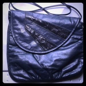 Vintage  ATALLA Large Leather Navy Blue Crossbody Purse